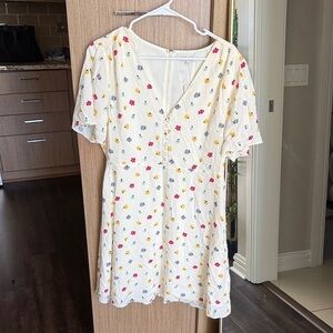 Madewell Cream Dress with Colorful Floral Embroidery